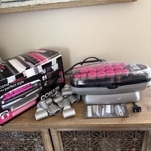 Conair Xtreme Instant Heat Multi-Size Hot Rollers with Heated Clips Pink & Black